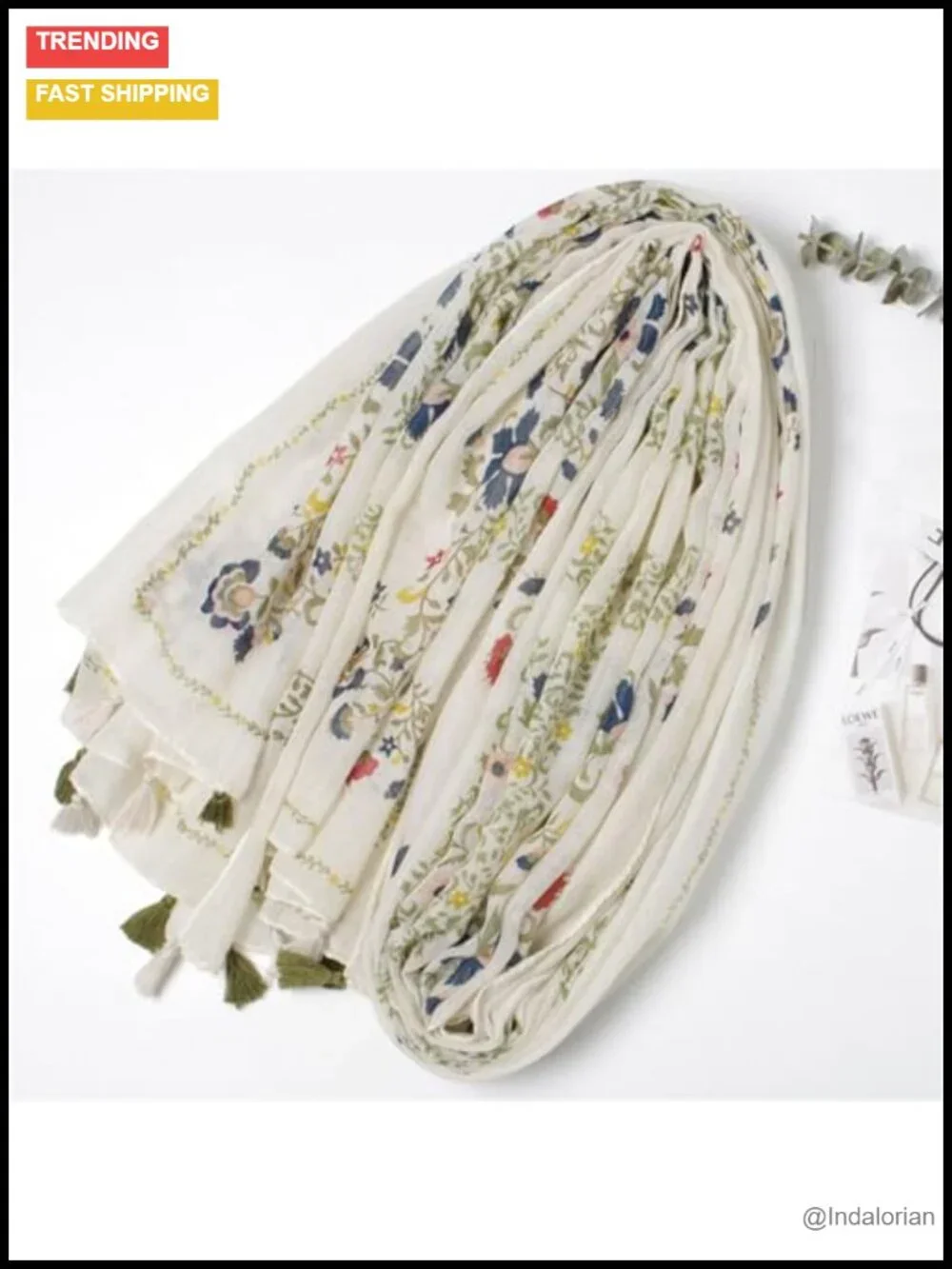 Lightweight Floral Printed Fringed Shawl Wrap Scarf